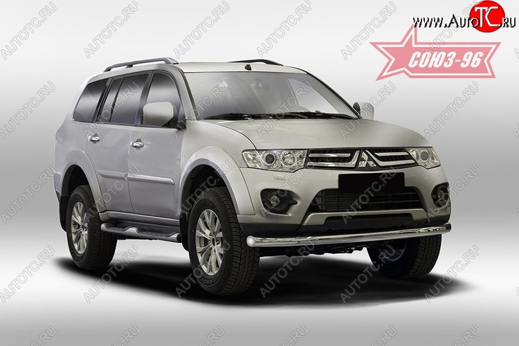 11 654 р. Защита переднего бампера одинарная Souz-96 (d76) Mitsubishi Pajero Sport PB дорестайлинг (2008-2013)  с доставкой в г. Краснодар