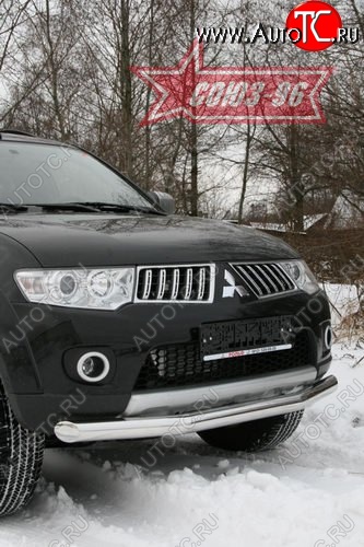 11 564 р. Защита переднего бампера одинарная Souz-96 (d76) Mitsubishi Pajero Sport PB дорестайлинг (2008-2013)  с доставкой в г. Краснодар