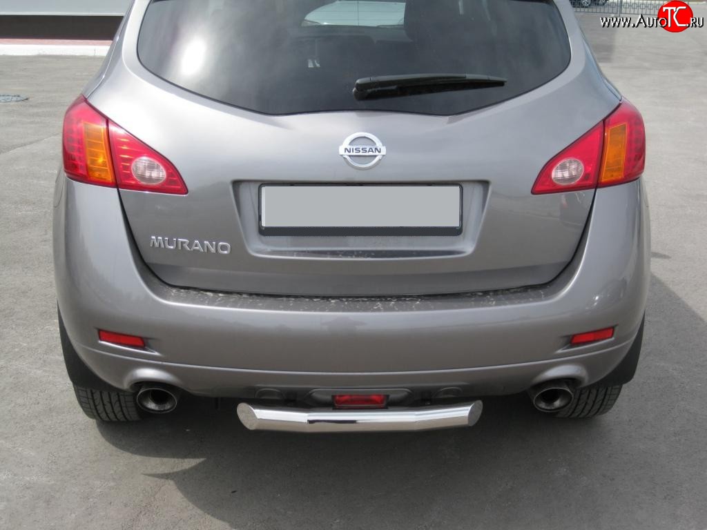 14 999 р. Защита заднего бампера (Ø63, короткая, нержавейка) SLITKOFF  Nissan Murano  2 Z51 (2008-2016) дорестайлинг, рестайлинг (Нержавеющая сталь)  с доставкой в г. Краснодар