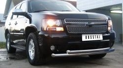 27 999 р. Защита переднего бампера (2 трубыØ76 мм, нержавейка) SLITKOFF  Chevrolet Tahoe  GMT900 (2006-2013) 5 дв.  с доставкой в г. Краснодар. Увеличить фотографию 6