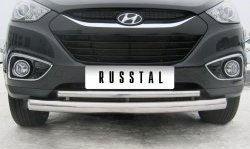 21 299 р. Защита переднего бампера (2 трубыØ76 и 42 мм, нержавейка) SLITKOFF Hyundai IX35 LM дорестайлинг (2009-2013)  с доставкой в г. Краснодар. Увеличить фотографию 2