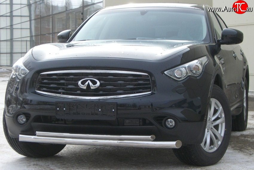 24 849 р. Защита переднего бампера (2 трубыØ63 и 42 мм, нержавейка) SLITKOFF  INFINITI FX35  S51 - FX50  S51  с доставкой в г. Краснодар