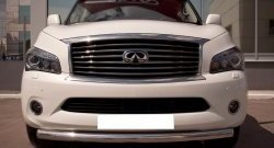 18 749 р. Одинарная защита переднего бампера SLITKOFF 76 мм  INFINITI QX56  Z62 (2010-2013) (Неокрашенный)  с доставкой в г. Краснодар. Увеличить фотографию 2