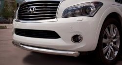 Одинарная защита переднего бампера SLITKOFF диаметром 76 мм INFINITI (Инфинити) QX56 (КуХ56)  Z62 (2010-2013) Z62