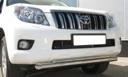 21 649 р. Защита переднего бампера (2 трубыØ76 и 42 мм, нержавейка) SLITKOFF  Toyota Land Cruiser Prado  J150 (2009-2013) дорестайлинг  с доставкой в г. Краснодар. Увеличить фотографию 1