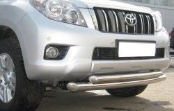 22 099 р. Защита переднего бампера (2 трубыØ76 и 63 мм, нержавейка) SLITKOFF  Toyota Land Cruiser Prado  J150 (2009-2013) дорестайлинг  с доставкой в г. Краснодар. Увеличить фотографию 2