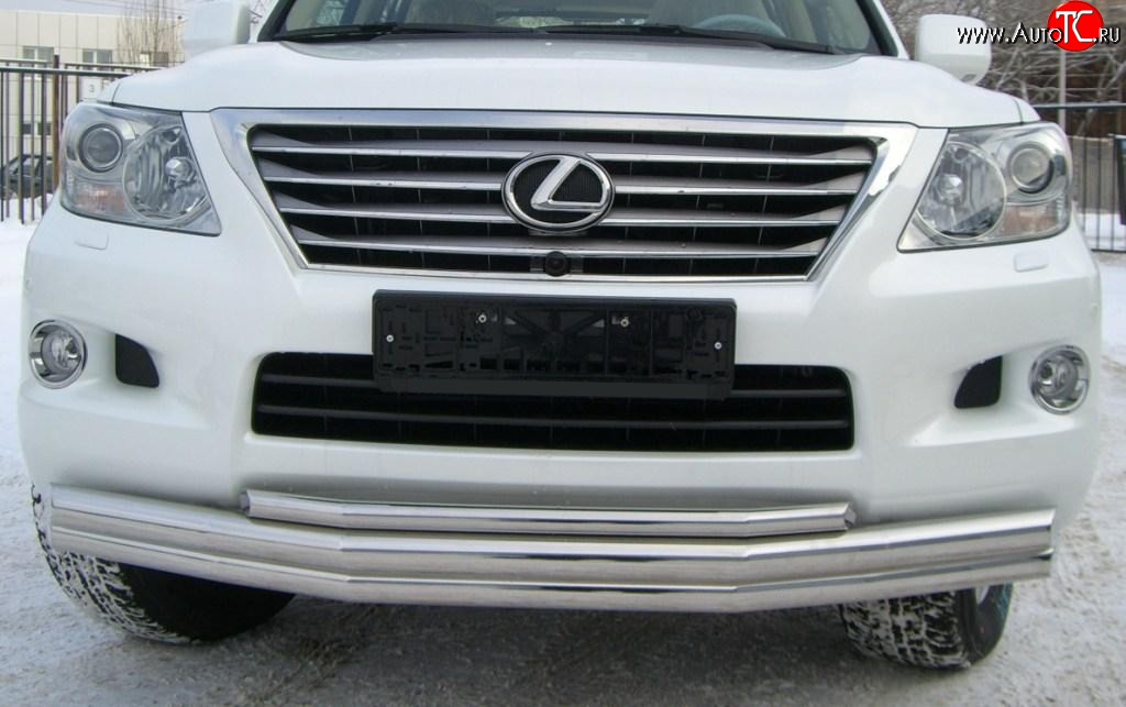 29 749 р. Тройная защита переднего бампера SLITKOFF 70 мм Lexus LX570 J200 дорестайлинг (2007-2012)  с доставкой в г. Краснодар