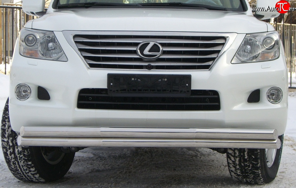 26 849 р. Защита переднего бампера (2 трубыØ70 мм, нержавейка) SLITKOFF Lexus LX570 J200 дорестайлинг (2007-2012)  с доставкой в г. Краснодар