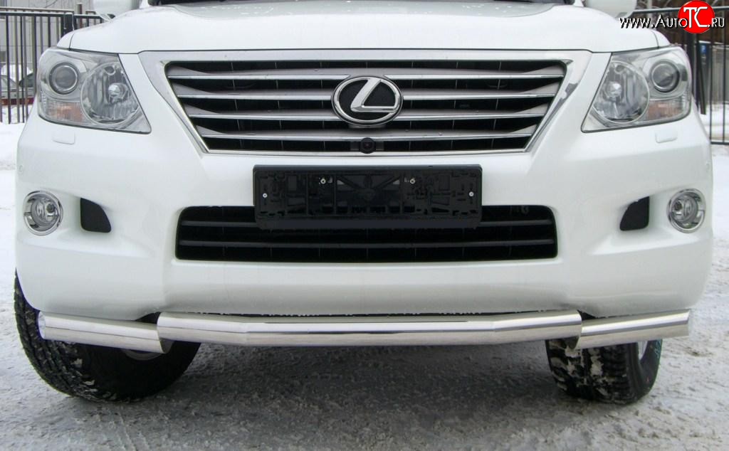 21 349 р. Защита переднего бампера (Ø70 мм ступень, нержавейка) SLITKOFF Lexus LX570 J200 дорестайлинг (2007-2012)  с доставкой в г. Краснодар