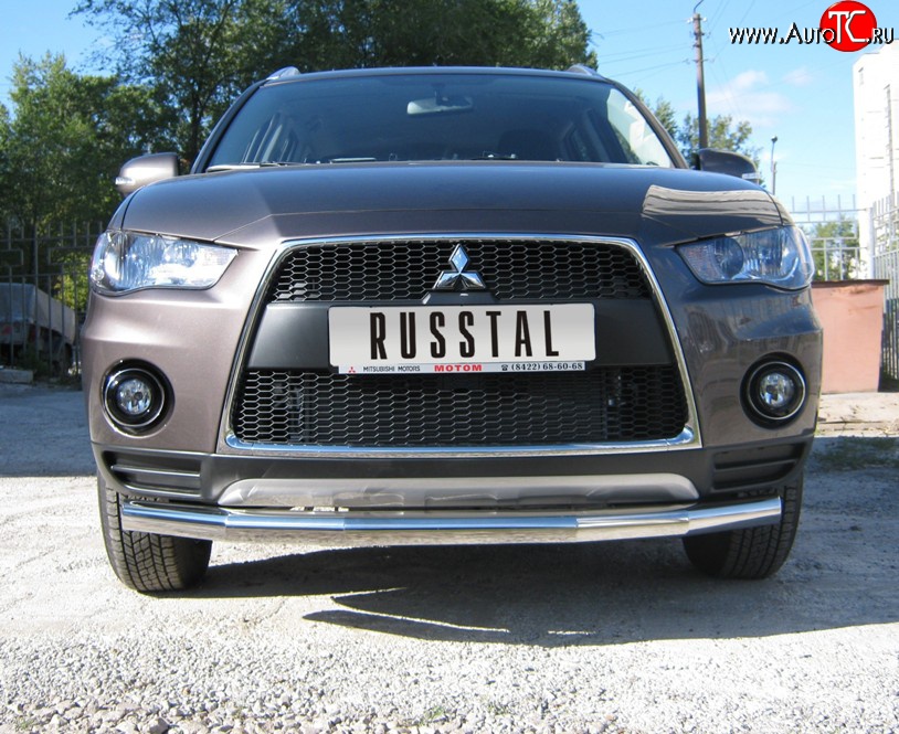 18 499 р. Одинарная защита переднего бампера SLITKOFF диаметром 76 мм  Mitsubishi Outlander  XL (2010-2013) (CW)  рестайлинг  с доставкой в г. Краснодар