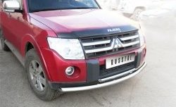 22 849 р. Защита переднего бампера (2 трубыØ76 и 42 мм, нержавейка) SLITKOFF Mitsubishi Pajero 4 V90 дорестайлинг (2006-2011)  с доставкой в г. Краснодар. Увеличить фотографию 2