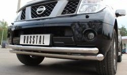 22 649 р. Защита переднего бампера (2 трубыØ76 и 63 мм, нержавейка) SLITKOFF Nissan Pathfinder R51 дорестайлинг (2004-2007)  с доставкой в г. Краснодар. Увеличить фотографию 2