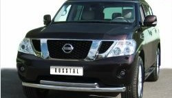 Защита переднего бампера (2 трубыØ76 и 63 мм, нержавейка) SLITKOFF Nissan Patrol 6 Y62 дорестайлинг (2010-2014)