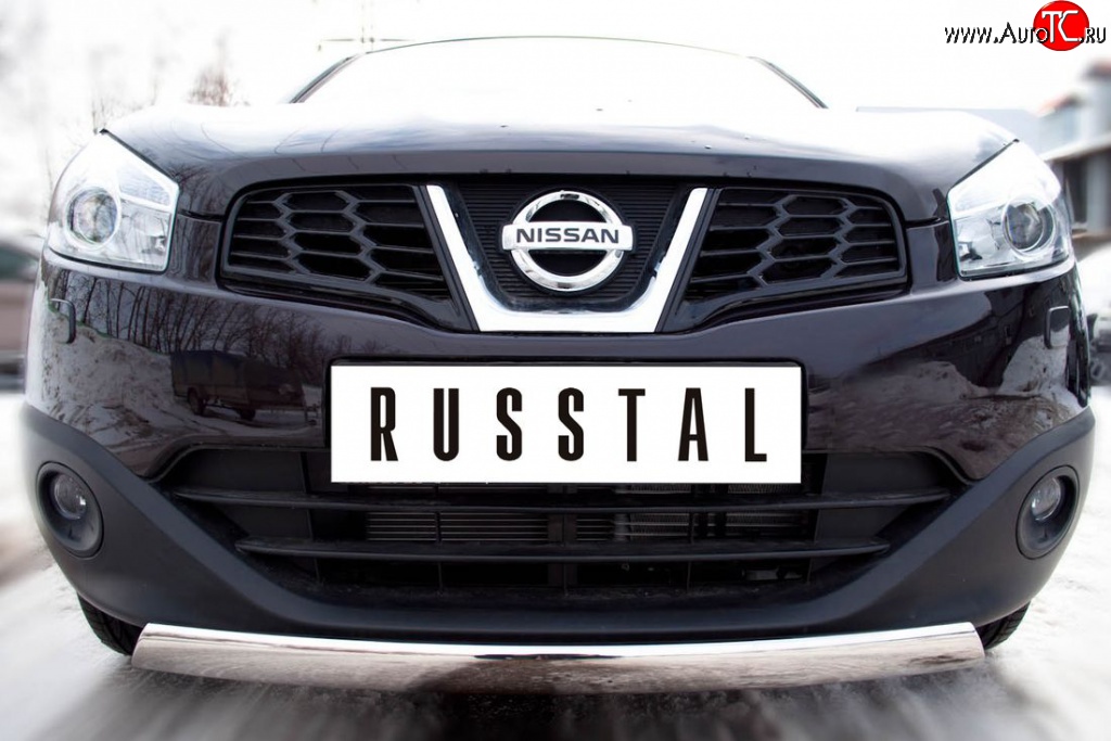 15 399 р. Защита переднего бампера (Ø75х42 мм, нержавейка) Russtal Nissan Qashqai +2 1 J10 дорестайлинг (2008-2010)  с доставкой в г. Краснодар