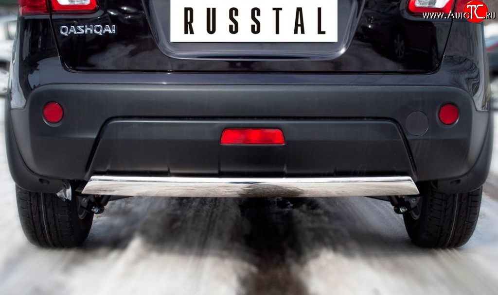 14 999 р. Защита заднего бампера (Ø75х42 мм, нержавейка) Russtal Nissan Qashqai 1 J10 рестайлинг (2010-2013)  с доставкой в г. Краснодар