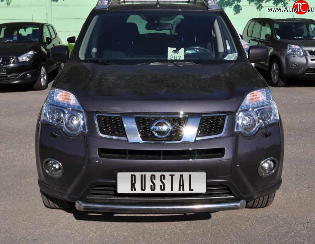 9 699 р. Одинарная защита переднего бампера Russtal диаметром 63 мм Nissan X-trail 2 T31 рестайлинг (2010-2015)  с доставкой в г. Краснодар