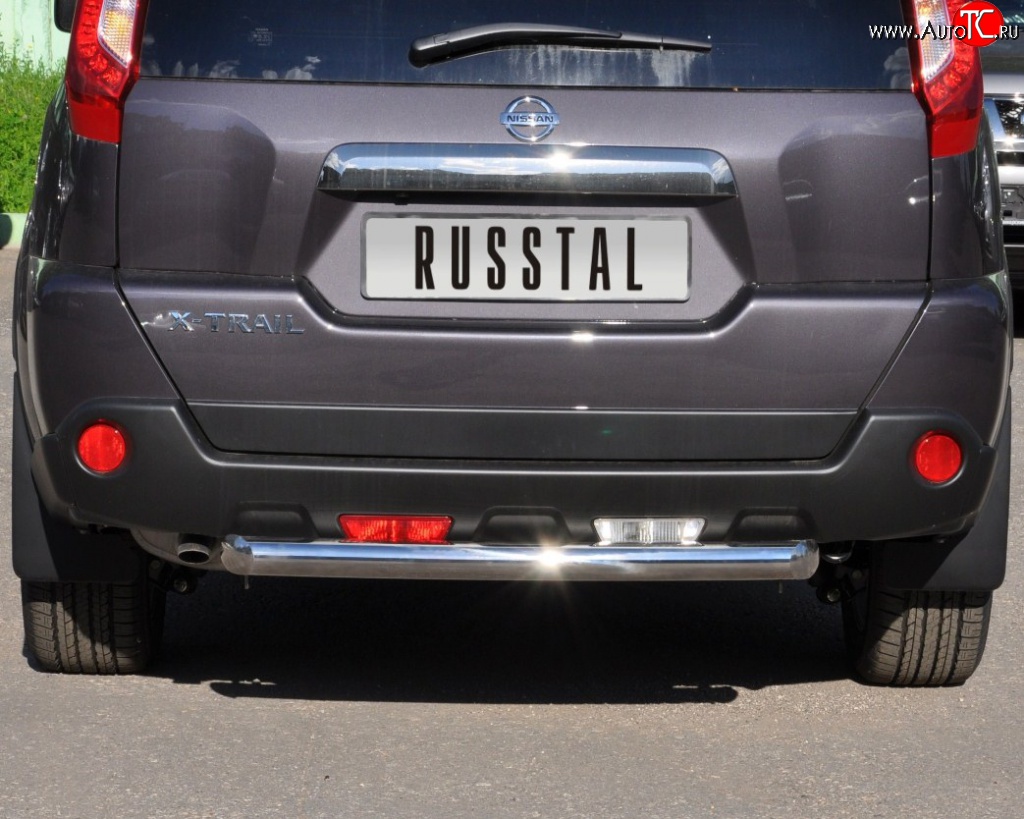 8 799 р. Защита заднего бампера (Ø76 мм, нержавейка) Russtal Nissan X-trail 2 T31 рестайлинг (2010-2015)  с доставкой в г. Краснодар