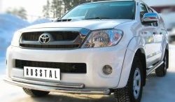 16 949 р. Защита переднего бампера (2 трубыØ63 и 42 мм, нержавейка) SLITKOFF  Toyota Hilux  AN10,AN20 (2008-2011) 1-ый рестайлинг  с доставкой в г. Краснодар. Увеличить фотографию 2