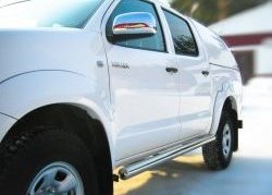 11 399 р. Защита порогов Russtal из круглой трубы диаметром 76 мм  Toyota Hilux ( AN10,AN20,  AN20,AN30) (2008-2016) 1-ый рестайлинг,  2-ой рестайлинг (Защита порогов с со скосами на торцах (вариант 1))  с доставкой в г. Краснодар. Увеличить фотографию 3