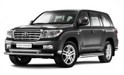 Защита порогов Petroil Tuning из круглой трубы диаметром 63 мм Toyota Land Cruiser 200 дорестайлинг (2007-2012)