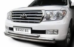 35 949 р. Тройная защита переднего бампера SLITKOFF из труб диаметром по 63 мм  Toyota Land Cruiser  200 (2007-2012) дорестайлинг  с доставкой в г. Краснодар. Увеличить фотографию 2