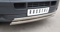 22 299 р. Защита переднего бампера (2 трубыØ75х42 мм, нержавейка) Russtal Volkswagen Transporter T5 дорестайлинг (2003-2009)  с доставкой в г. Краснодар. Увеличить фотографию 2