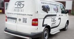 Защита заднего бампера (Ø76 мм, нержавейка) SLITKOFF Volkswagen (Волксваген) Transporter (Транспортер)  T5 (2003-2009) T5 дорестайлинг