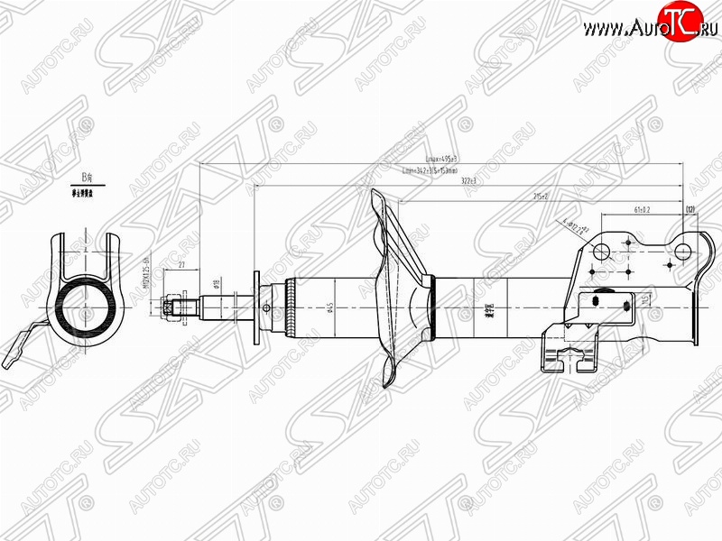 3 799 р. Правый амортизатор передний SAT  Nissan 100NX (1990-1996)  с доставкой в г. Краснодар