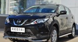 23 999 р. Защита переднего бампера (Ø42 мм с зубами, нержавейка) SLITKOFF  Nissan Qashqai  2 (2013-2019) J11 дорестайлинг  с доставкой в г. Краснодар. Увеличить фотографию 2