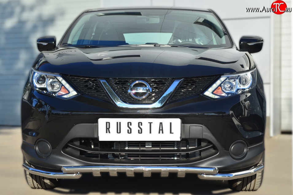 23 999 р. Защита переднего бампера (Ø42 мм с зубами, нержавейка) SLITKOFF  Nissan Qashqai  2 (2013-2019) J11 дорестайлинг  с доставкой в г. Краснодар