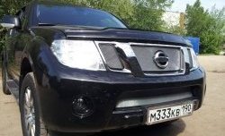 1 539 р. Нижняя сетка на бампер Russtal (хром) Nissan Pathfinder R51 рестайлинг (2009-2014)  с доставкой в г. Краснодар. Увеличить фотографию 2