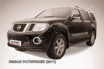 Защита переднего бампер Slitkoff (Ø76 и 57 мм, сталь с полимерным покрытием ) Nissan Pathfinder R51 рестайлинг (2009-2014)