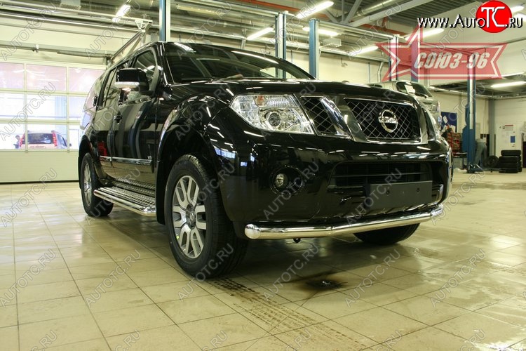 17 639 р. Защита переднего бампера одинарная Souz-96 (d76) Nissan Pathfinder R51 рестайлинг (2009-2014)  с доставкой в г. Краснодар