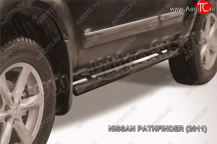 11 449 р. Защита порогов Slitkoff Nissan Pathfinder R51 рестайлинг (2009-2014) (Цвет: серебристый)  с доставкой в г. Краснодар