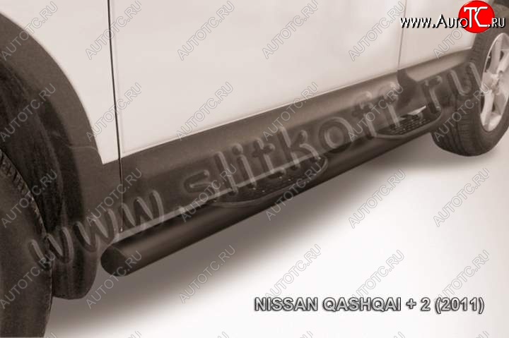 12 899 р. Защита порогов Slitkoff  Nissan Qashqai +2  1 (2010-2014) J10 рестайлинг (Цвет: серебристый)  с доставкой в г. Краснодар