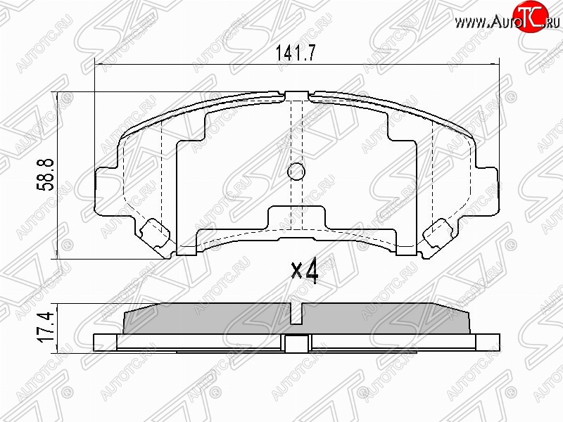 1 489 р. Комплект тормозных колодок SAT  Nissan Qashqai  1 (2007-2010), Nissan Qashqai +2  1 (2008-2014), Nissan X-trail  2 T31 (2007-2015), Renault Koleos ( 1) (2007-2016)  с доставкой в г. Краснодар