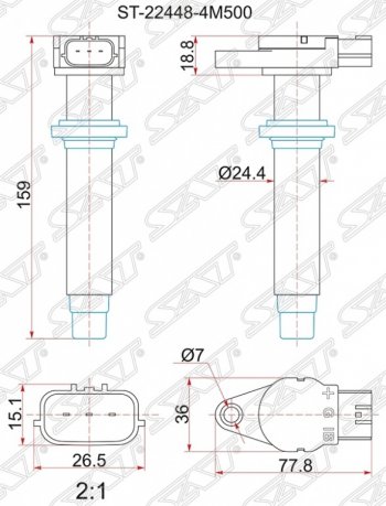 Катушка зажигания SAT  Almera  N16, Sunny  B15, Tino