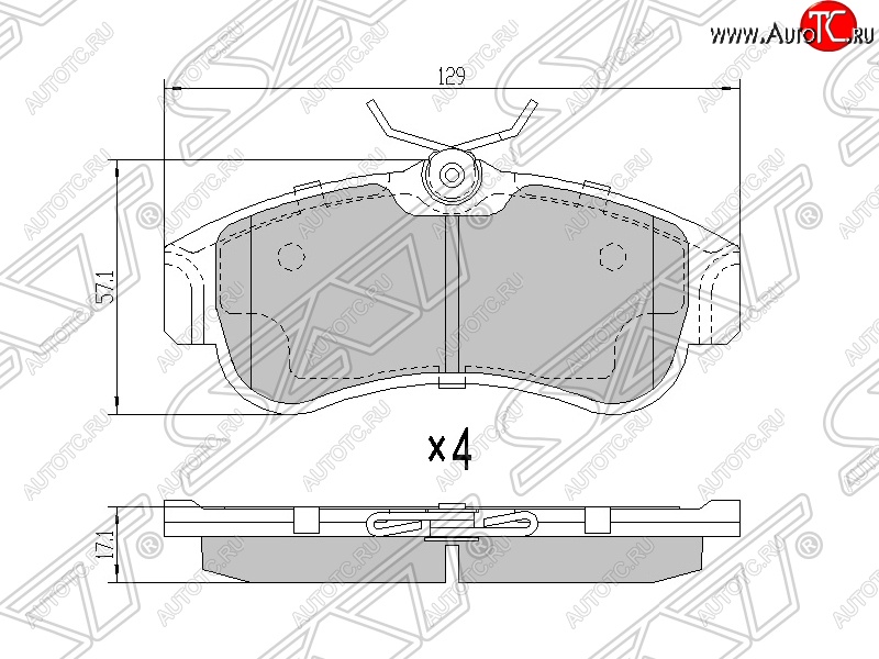 1 179 р. Колодки тормозные SAT (передние) Nissan Almera N15 седан дорестайлинг (1995-1998)  с доставкой в г. Краснодар