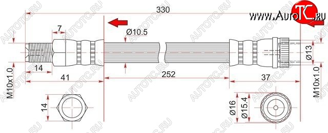 379 р. Тормозной шланг SAT (передний) Nissan Almera G15 седан (2012-2019)  с доставкой в г. Краснодар