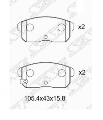 Комплект задних тормозных колодок SAT Nissan Bluebird седан U14 дорестайлинг (1996-1998)