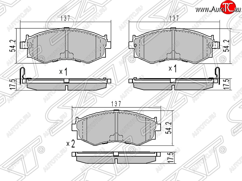 1 289 р. Колодки тормозные SAT (передние)  Nissan Bluebird  седан - Sunny  B15  с доставкой в г. Краснодар