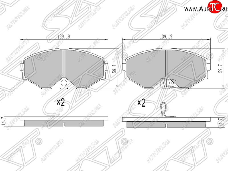 1 389 р. Колодки тормозные SAT (передние)  Nissan Cedric - Liberty  с доставкой в г. Краснодар