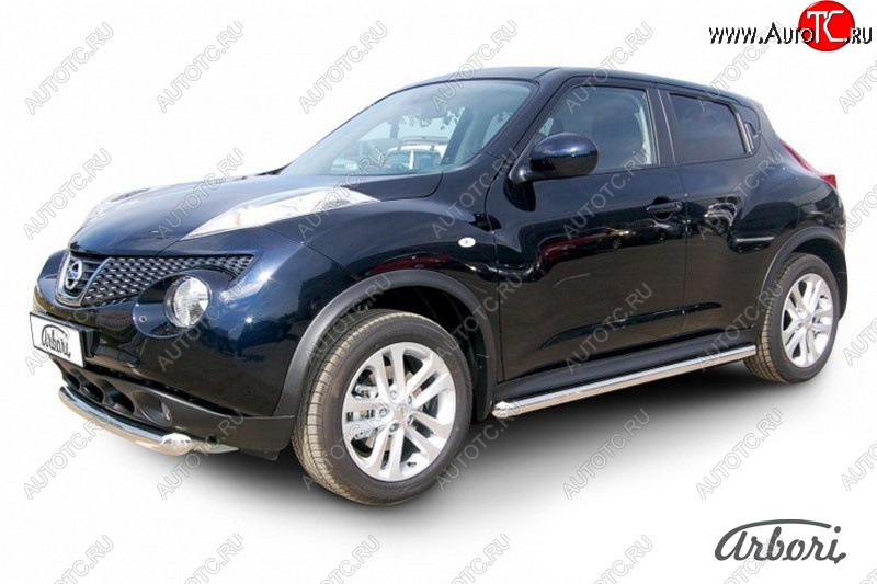 12 149 р. Защита штатных порогов 2WD Arbori (нержавейка, d57 mm). Nissan Juke 1 YF15 рестайлинг (2014-2020)  с доставкой в г. Краснодар