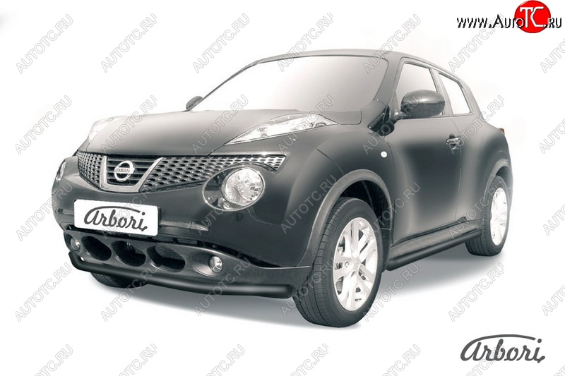 5 939 р. Защита переднего бампера 2WD Arbori (черная, 1 труба d57 mm). Nissan Juke 1 YF15 рестайлинг (2014-2020)  с доставкой в г. Краснодар