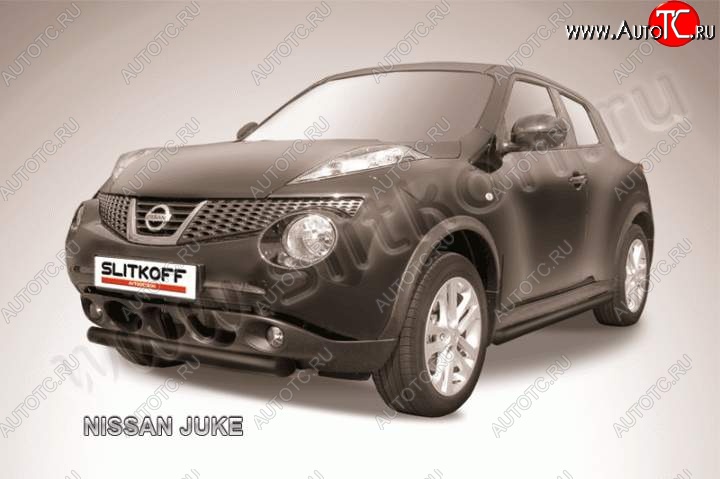 7 699 р. Защита переднего бампера из трубы d57 Slitkoff Nissan Juke 1 YF15 дорестайлинг (2010-2014) (Цвет: серебристый)  с доставкой в г. Краснодар