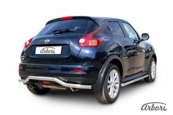 14 759 р. Защита заднего бампера Arbori (волна, нержавейка, 1 труба d57 mm). Nissan Juke 1 YF15 рестайлинг (2014-2020) (4WD)  с доставкой в г. Краснодар. Увеличить фотографию 2