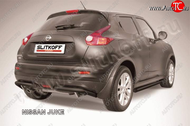 6 499 р. Защита заднего бампера из труб d57 Slitkoff (уголки, 57, 2WD)  Nissan Juke  1 YF15 (2010-2020) дорестайлинг, рестайлинг (Цвет: серебристый)  с доставкой в г. Краснодар