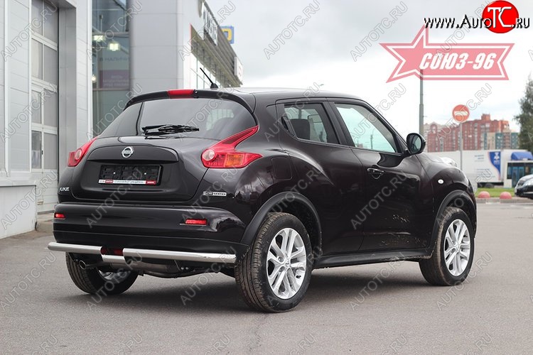 14 489 р. Защита заднего бампера 4x4 Souz-96 Premium (d60) Nissan Juke 1 YF15 рестайлинг (2014-2020)  с доставкой в г. Краснодар