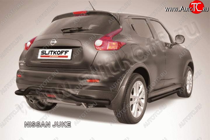 8 949 р. Защита заднего бампера из трубы d57 Slitkoff (волна)  Nissan Juke  1 YF15 (2010-2014) дорестайлинг (Цвет: серебристый)  с доставкой в г. Краснодар