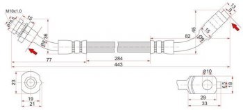 Тормозной шланг SAT (передний, правый)  Mistral, Terrano2  R20